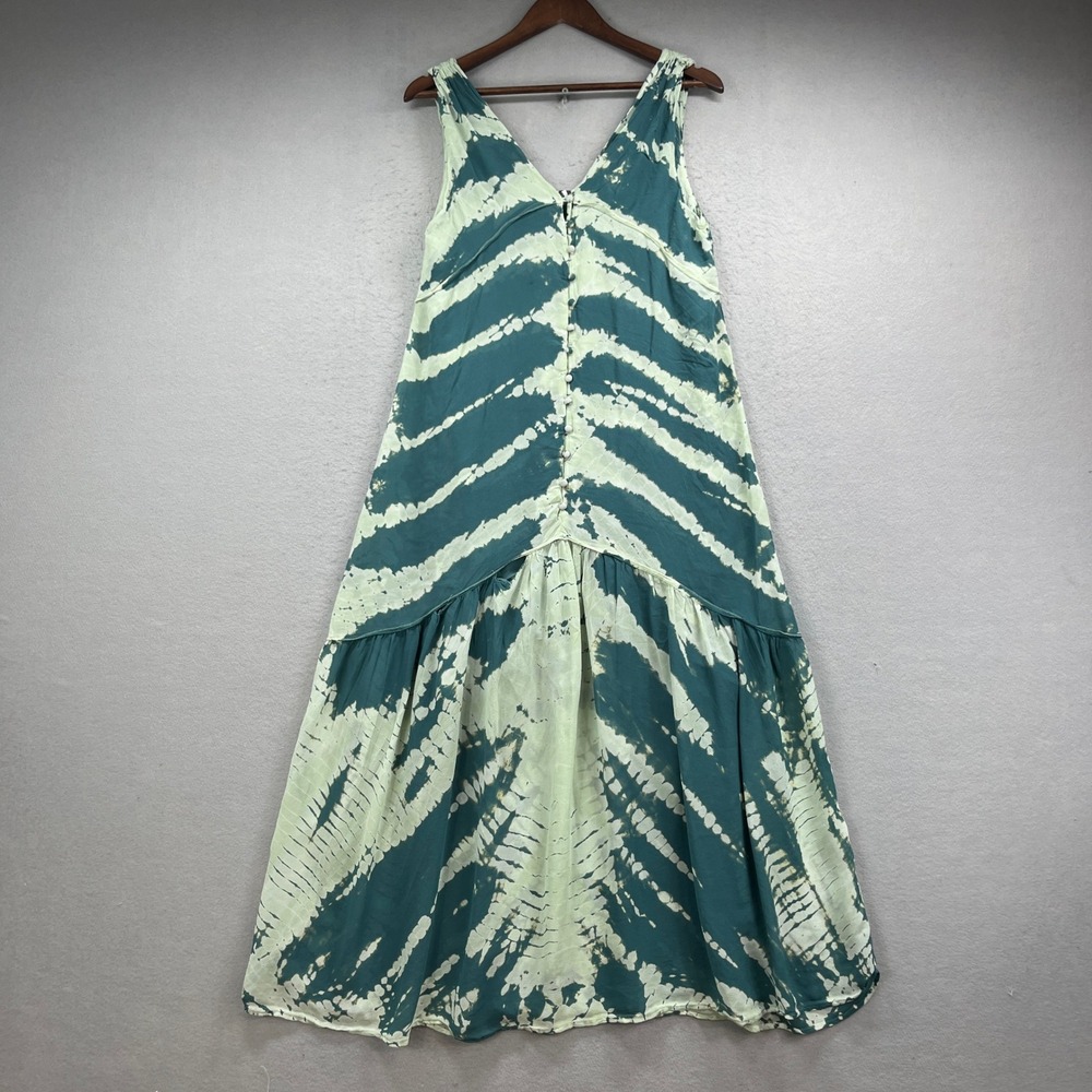 YFB Young Fabulous & Broke Maxi Dress Womens M Teal Tie Dye Button Front Boho